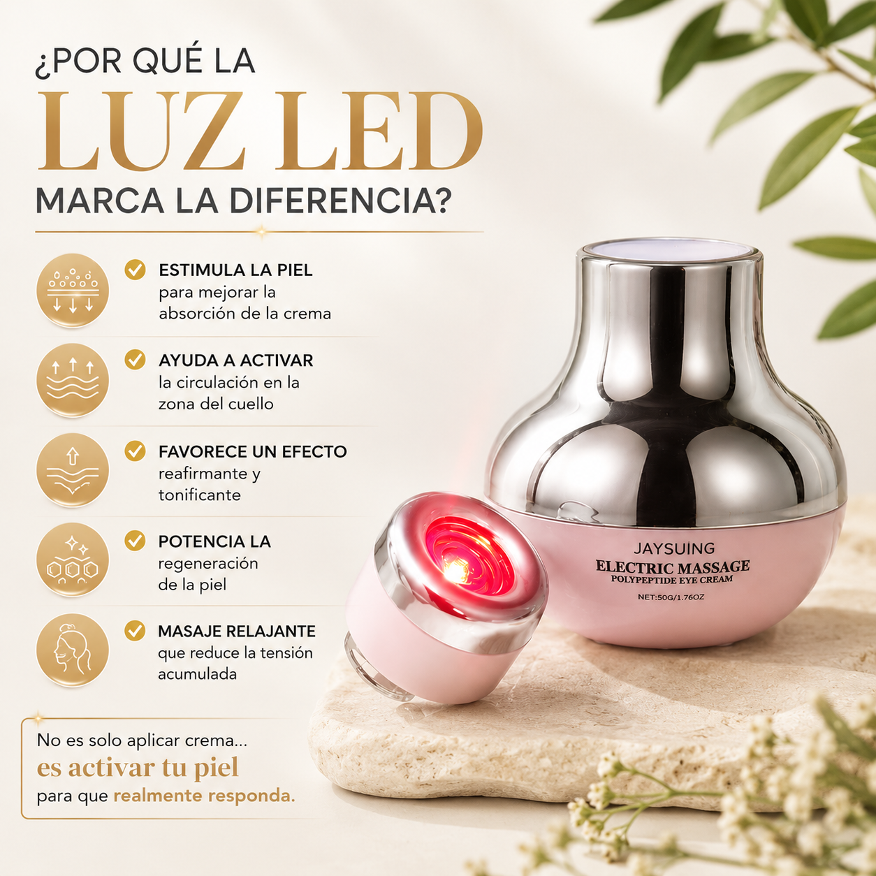 Contorno de ojos JAYSUING con luz LED masajeador