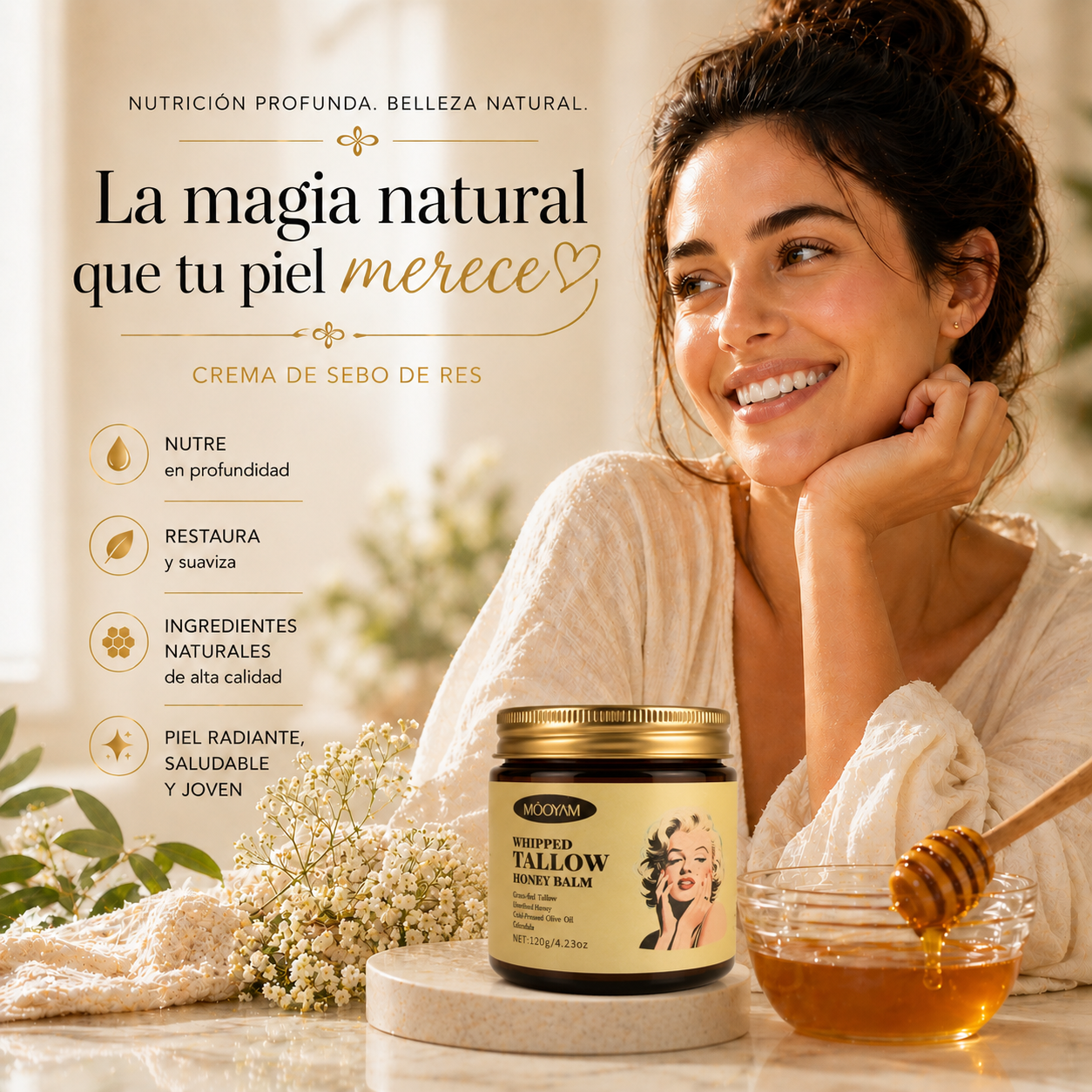 Crema Hidratante 100% Natural Sebo de Res