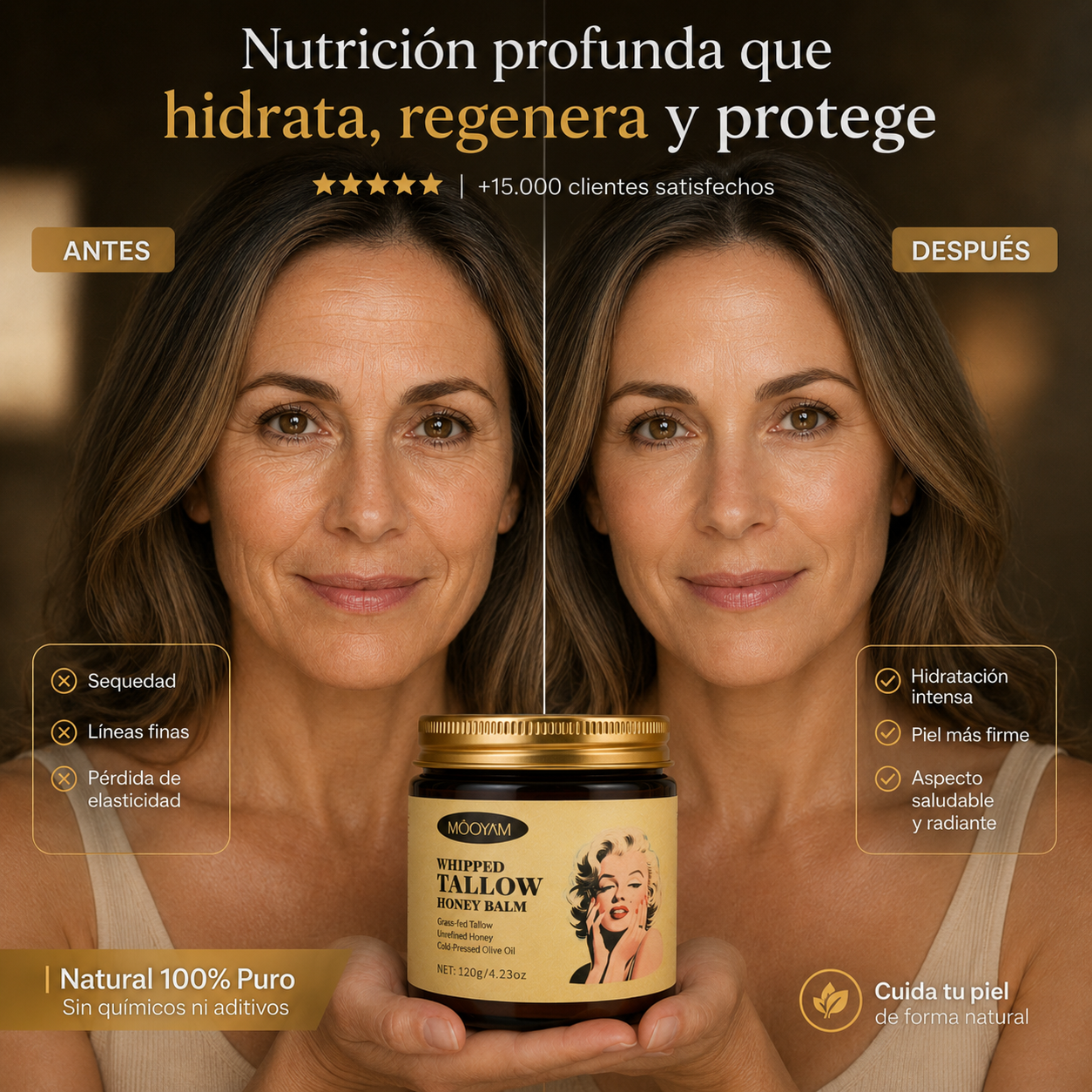 Crema Hidratante 100% Natural Sebo de Res